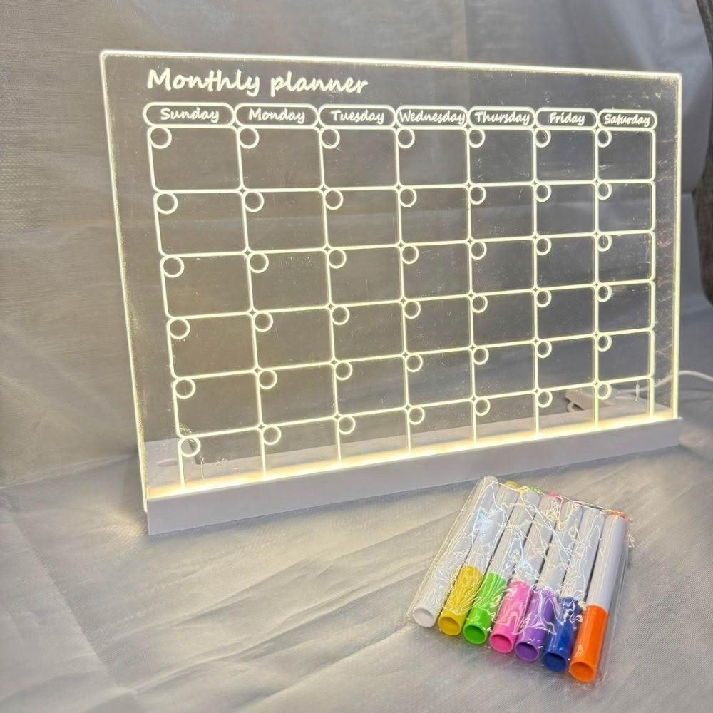 PIZARRA LED - CALENDARIO CON MARCADORES